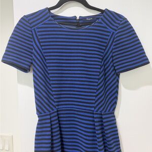 Madewell Blue and Black Striped Dress Fits Size 4
